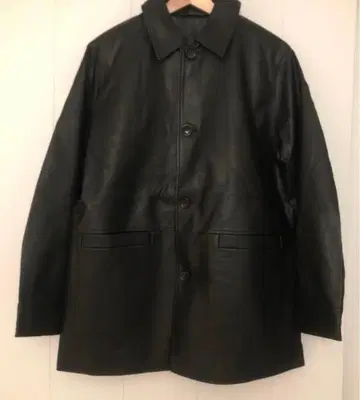 Plage 레더 라이크 카 코트 블랙