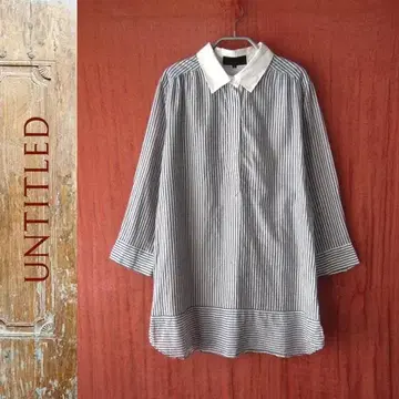 새상품급 UNTITLED/언타이틀 은색 라메 믹스 스트라이프 긴팔 셔츠