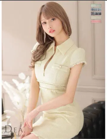 DEA by ROBE de FLEURS 지퍼 x 카라 부착 트위드 드레스