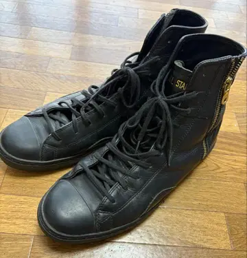 ALL STAR 블랙 가죽 하이컷 스니커즈