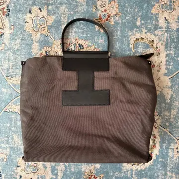 IACUCCI 그레이 캔버스 가죽 토트백