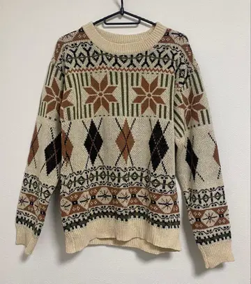 노르딕 무늬 아가일 무늬 니트 긴팔 니트 스웨터