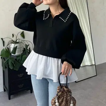 prose verse 펄 칼라 2way 스키퍼 페플럼 니트