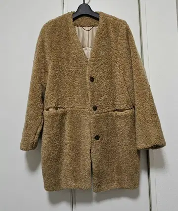 ROPE 로페 테디 보아 코트 카멜 노카라