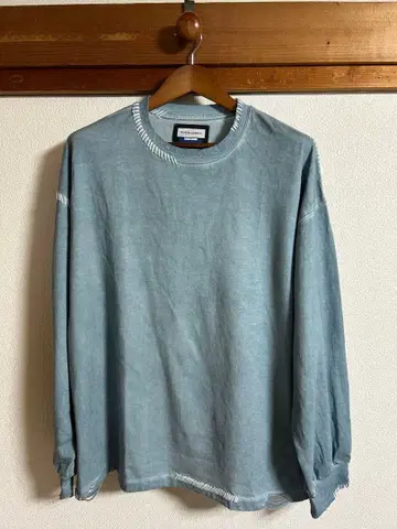 오버다이 자수 데미지 프라임 오버 크루넥 롱 슬리브