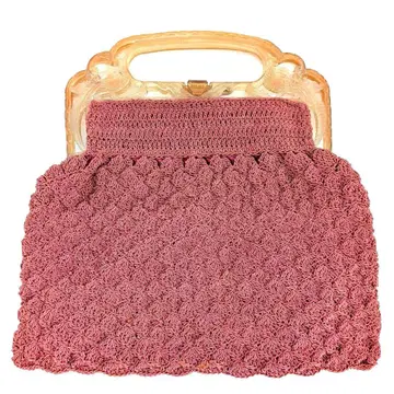 핑크 쉘 패턴 니트 핸드백