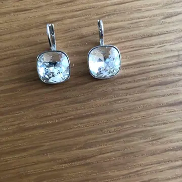 스와로브스키 귀걸이 스퀘어 클리어 실버 정품 새상품급