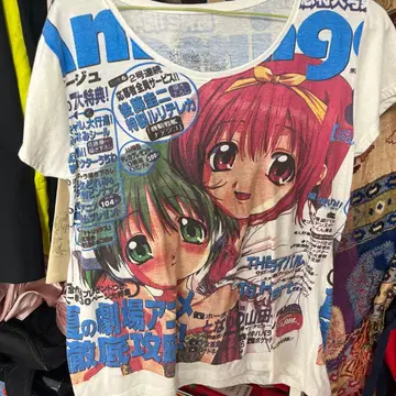 y2k 그런지 애니메이션 캐릭터 프린트 티셔츠 오버 사이즈