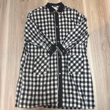 Flap Stack 깅엄 체크 롱 셔츠 자켓