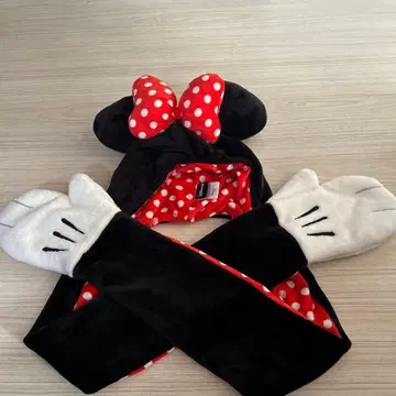 미사용! 디즈니 리조트 미니 마우스 머플러 팬캡 모자 장갑 포함