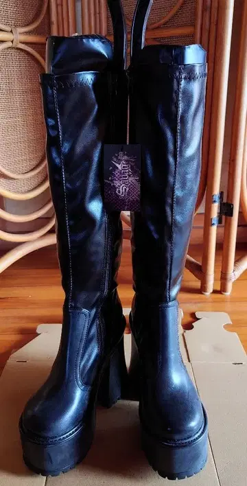 롱 부츠 23.5 블랙 통굽 코스프레