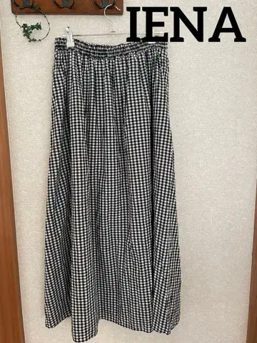 새상품급 이에나 린넨 깅엄 체크 플레어 롱 스커트 프리 사이즈 루즈핏