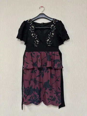 꽃무늬 레이스 소매 드레스 XXL