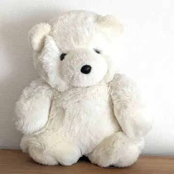 빈티지 모스니유 화이트 곰 봉제 인형