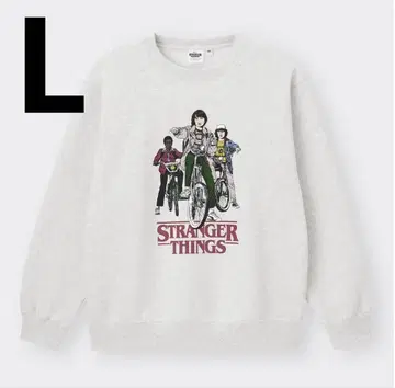 GU 스트레인저 씽즈 라이트 그레이 맨투맨 L 사이즈