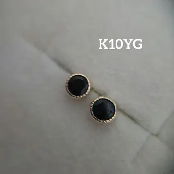 K10YG 블랙 칼세도니 귀걸이