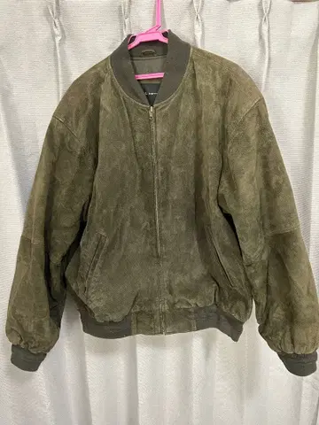 올리브 그린 스웨이드 점퍼