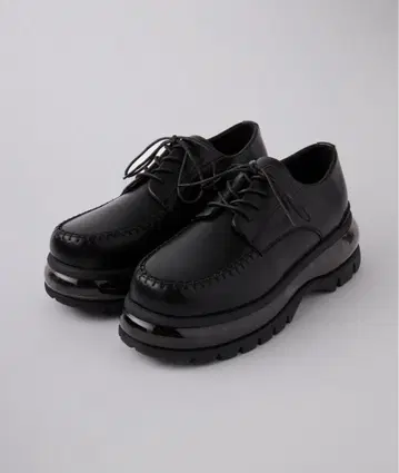 블랙 가죽 통굽 신발