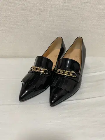 EIZO 프린지 체인 블랙 로퍼 펌프스 24cm