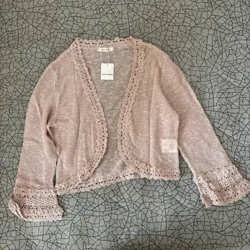 L'EST ROSE 레이스 트리밍 긴팔 가디건 핑크 볼레로