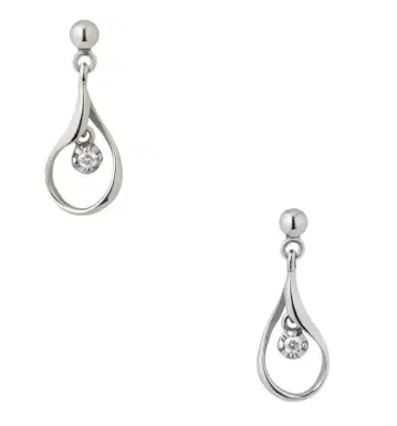 K10 화이트 골드 다이아몬드 드롭 귀걸이