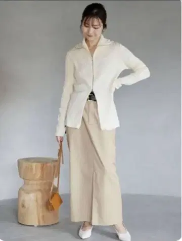 슬로브 이에나 ZIP 옷깃 니트 아이보리