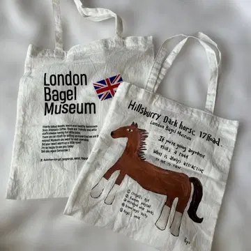 한국 런던 베이글 뮤지엄 패브릭 백 토트백 2종류
