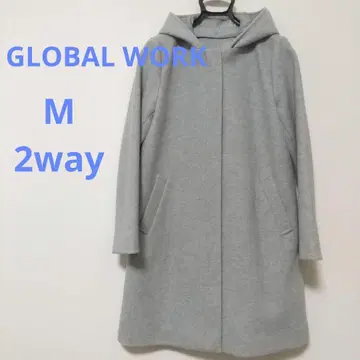 GLOBAL WORK 노카라 후드코트 2way 롱 그레이 M