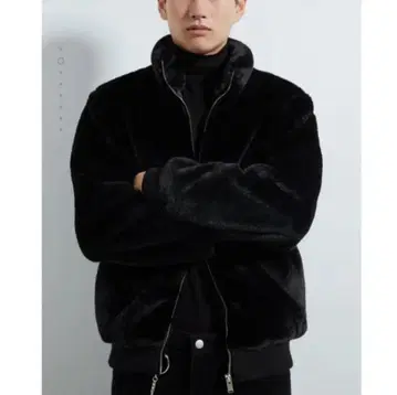 zara 퍼 블루종 인조 모피 자켓 블랙 L 사이즈
