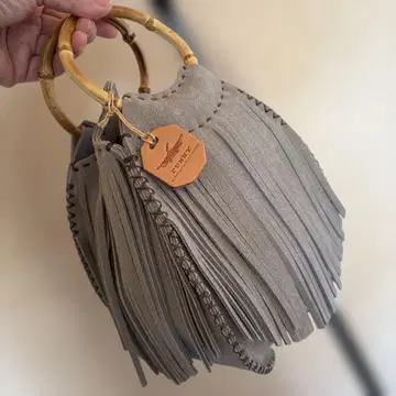 천연 가죽 프린지 핸드백