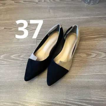 미사용 새상품 블랙 베이지 스틸레토 플랫슈즈 37