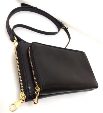 [ 익명 배송 ] 스마트폰 숄더백 천연 가죽 이탈리아 가죽 블랙 블랙