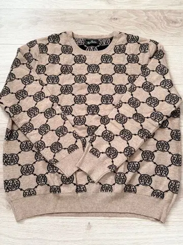 ANNE COQUINE 올 로고 무늬 니트 베이지