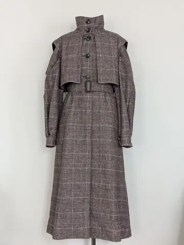 MOUSSY 마우지 체크 무늬 롱 코트