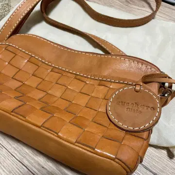 뜨개질 가죽 숄더백