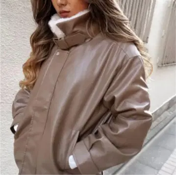 페이크 가죽 자켓 퍼