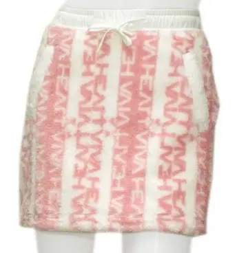 핑크 화이트 스트라이프 미니 스커트