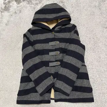 가격 인하했습니다 PASSIONE 스트라이프 후드 부착 울 코트