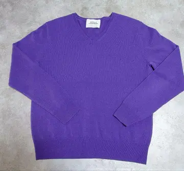 울&캐시미어 보라색 V넥 긴팔 스웨터 [유나이티드 애로우즈]