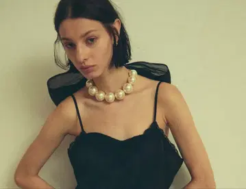 블랙 쉬폰 스톨 펄 장식 목걸이 포함