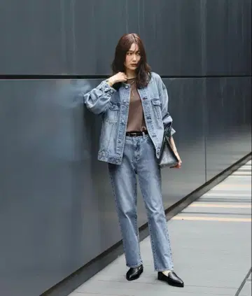 택 포함 새상품 글로벌 워크 GOOD 데님 슬림 스트레이트