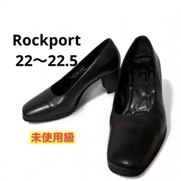 미사용급 락포트 천연 가죽 블랙 하이힐 스퀘어토 22