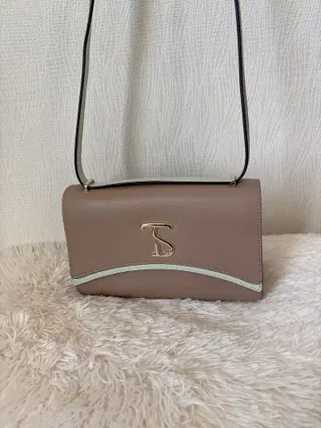 사만다 타바사 메탈 로고 스플릿 레더 숄더백 TS 그레이지