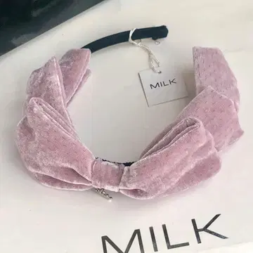 미사용 MILK 벨로아 리본 머리띠 핑크 퍼플