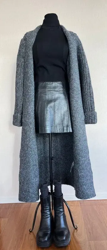 그레이 니트 롱 코트 롱 가디건