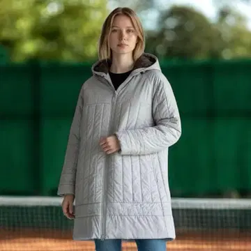 고품질 엘레쎄 충전솜 벤치 코트 여성용 L 후드 다운