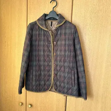 체크 무늬 퀼팅 자켓 L 사이즈