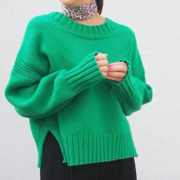 새상품급 투모로우랜드 울 캐시미어 2WAY 니트 스웨터 그린