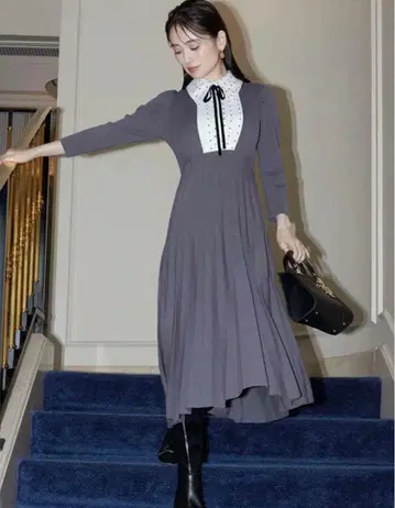 스나이델 snidel 블라우스 칼라 도킹 니트 원피스