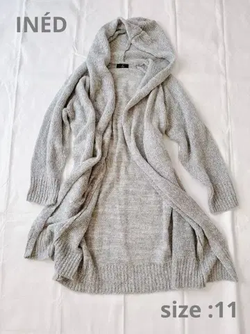 INED 후드 부착 롱 가디건 사이즈 11